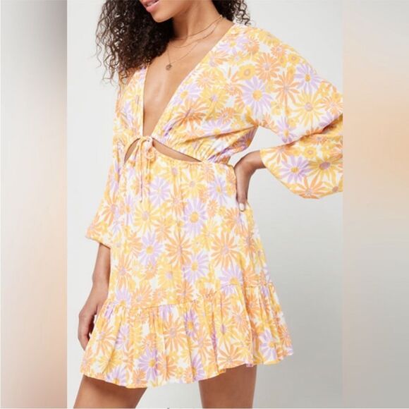 L*SPACE | Feelin’ Fine Cutout Mini Dress in Oopsie Daisy Print Women’s Size M - Picture 1 of 14